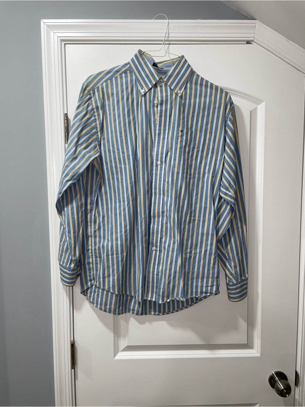 Tommy Hilfiger Blue & Cream Striped Button-Down Shirt